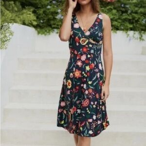 Boden Willa Jersey Navy Floral Dress Size 6 Petite